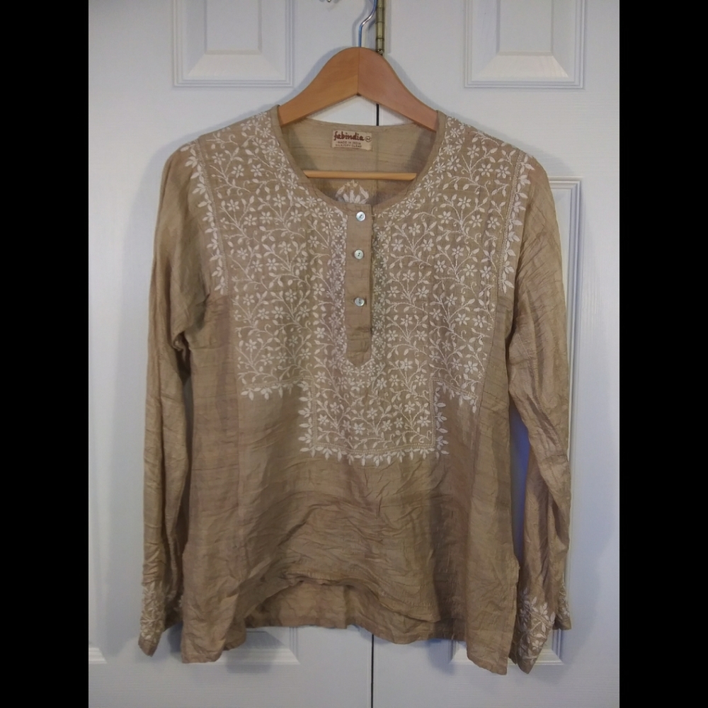 Embroidered tunic, long sleeve Bahamian shirt